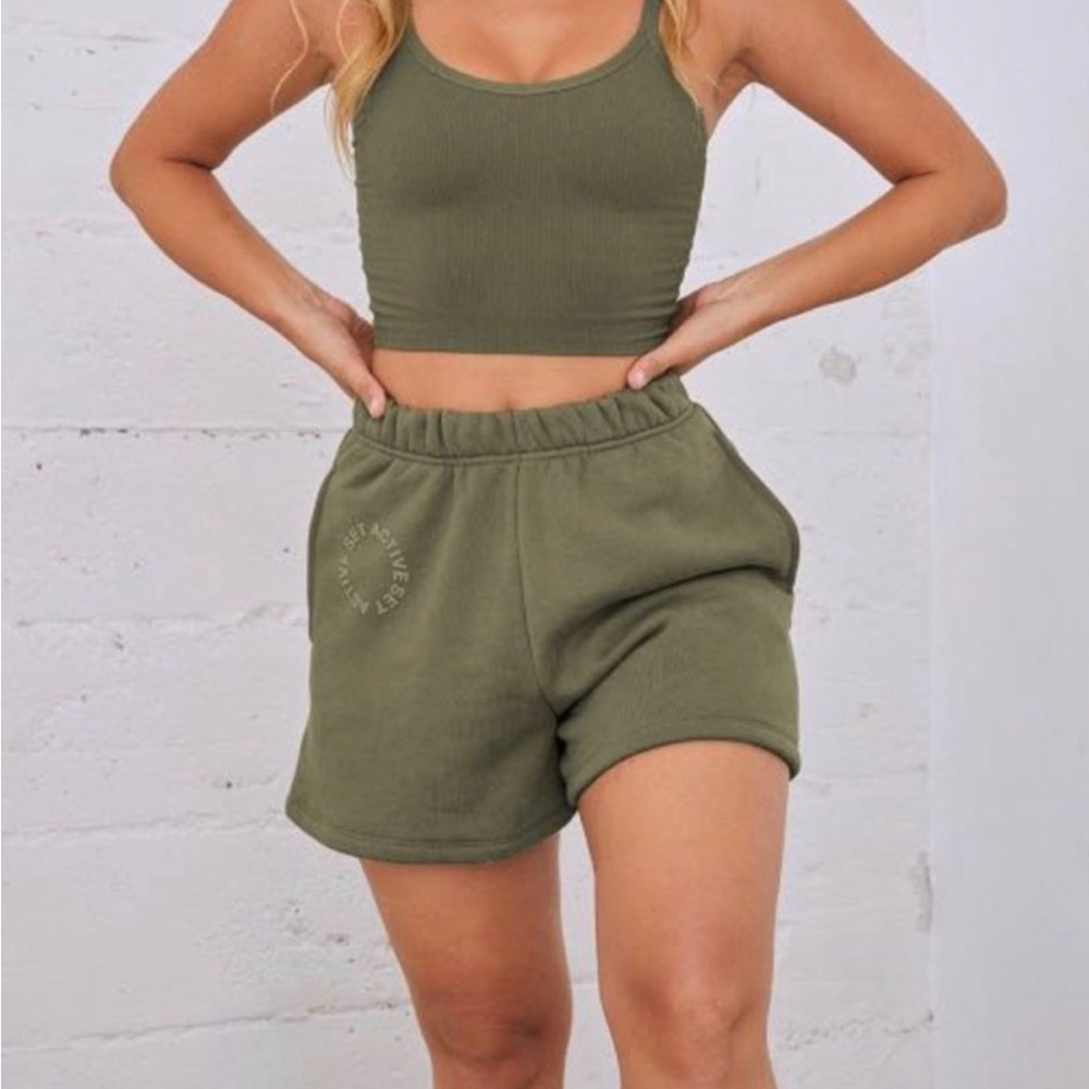 SET Active Olive Green Athletic Shorts